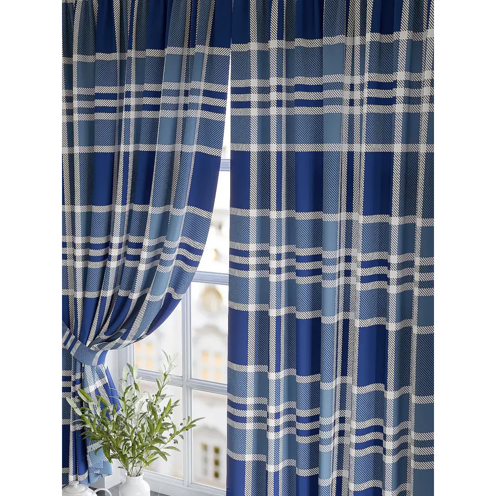 Фото 3 Комплект штор At home Базовая коллекция AT920661 на шторной ленте 180x150 см цвет синий Фото 3 Комплект штор At home Базовая коллекция AT920661 на шторной ленте 180x150 см цвет синий