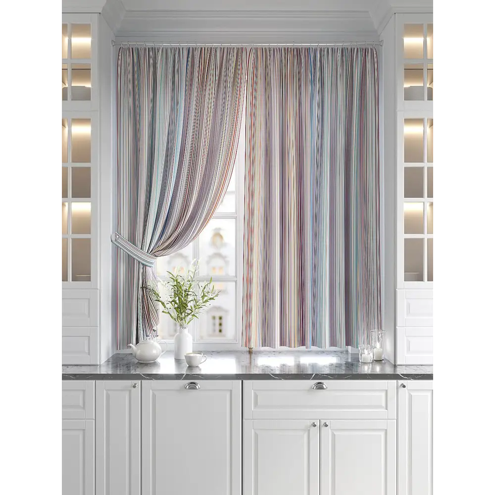 Фото Комплект штор At home Базовая коллекция AT920585 на шторной ленте 180x150 см цвет белый Фото Комплект штор At home Базовая коллекция AT920585 на шторной ленте 180x150 см цвет белый