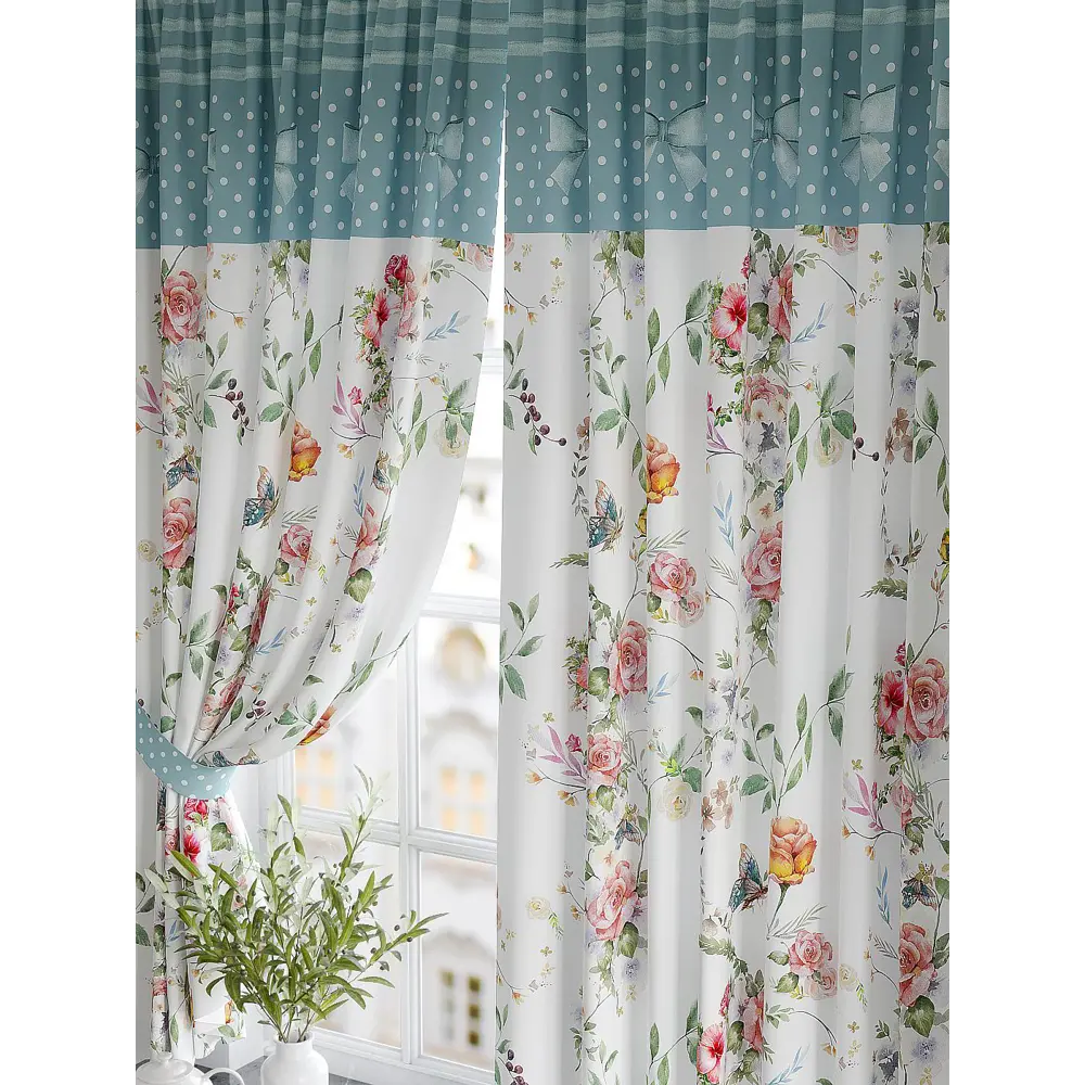 Фото 3 Комплект штор At home Базовая коллекция AT920504 на шторной ленте 180x150 см цвет синий