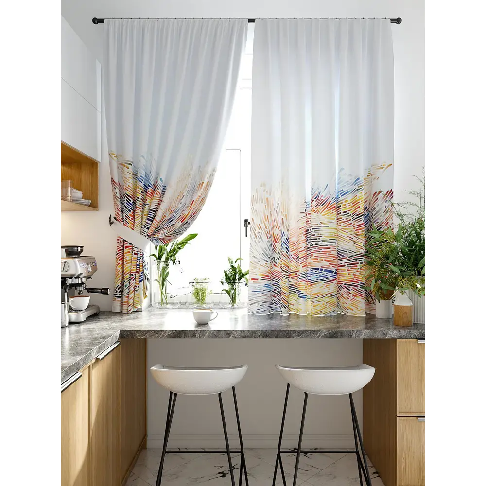 Фото 5 Комплект штор At home Базовая коллекция AT920241 на шторной ленте 180x150 см цвет синий