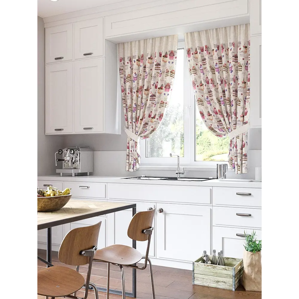Фото Комплект штор At home Базовая коллекция AT920180 на шторной ленте 180x150 см цвет бежевый