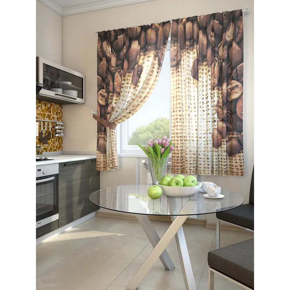 Фото Комплект штор At home Базовая коллекция AT920104 на шторной ленте 180x150 см цвет бежевый Фото Комплект штор At home Базовая коллекция AT920104 на шторной ленте 180x150 см цвет бежевый