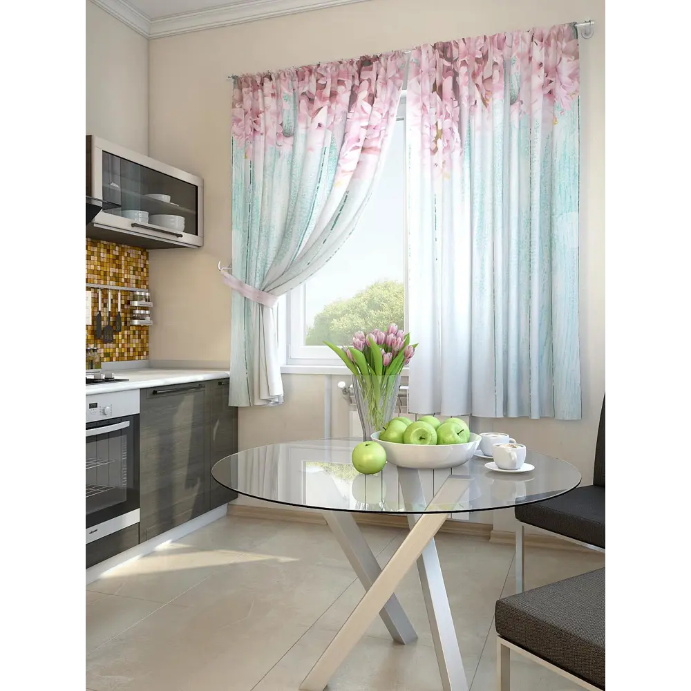 Фото Комплект штор At home Базовая коллекция AT920100 на шторной ленте 180x150 см цвет синий Фото Комплект штор At home Базовая коллекция AT920100 на шторной ленте 180x150 см цвет синий