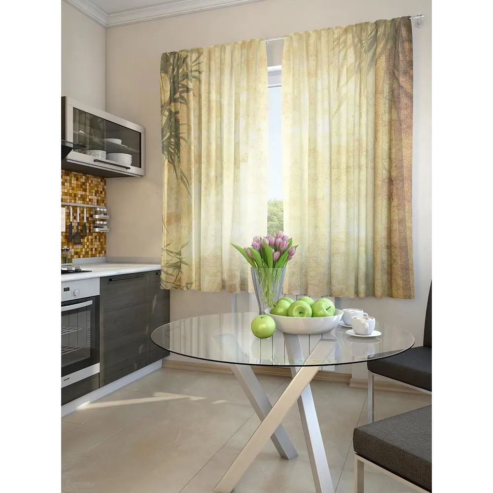 Фото Комплект штор At home Базовая коллекция AT920084 на шторной ленте 180x150 см цвет желтый Фото Комплект штор At home Базовая коллекция AT920084 на шторной ленте 180x150 см цвет желтый