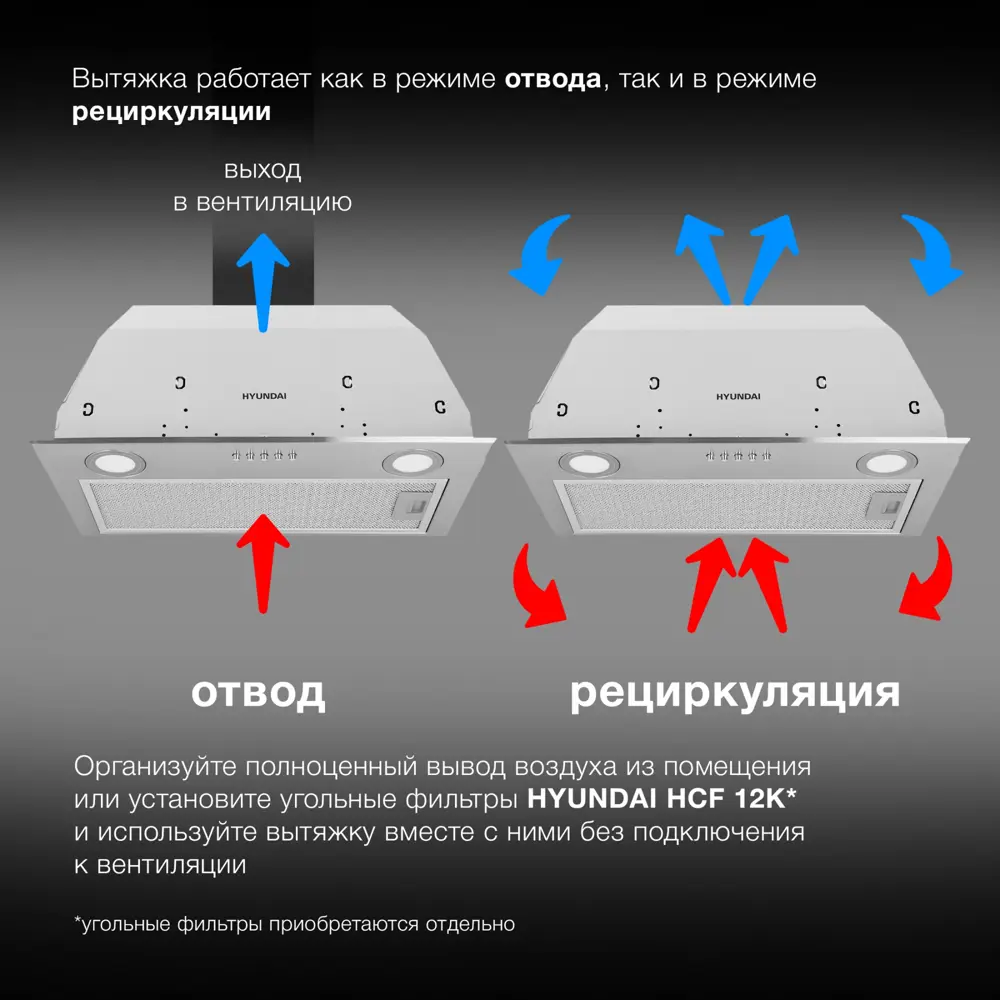 Фото 5 Встраиваемая вытяжка Hyundai HBB 6033 IX 52.5 см цвет серый/серебристый Фото 5 Встраиваемая вытяжка Hyundai HBB 6033 IX 52.5 см цвет серый/серебристый