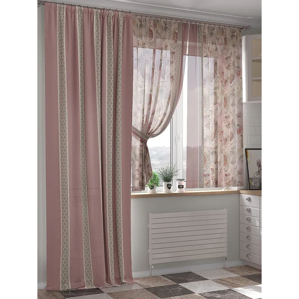 Фото 3 Комплект штор At home Базовая коллекция AT524149 на шторной ленте 260x150 см цвет бежевый Фото 3 Комплект штор At home Базовая коллекция AT524149 на шторной ленте 260x150 см цвет бежевый