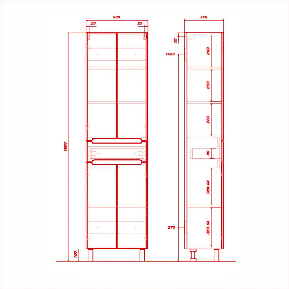 Фото 4 Пенал в ванную Ruvann Aqvi напольно/подвесной 50x175.70x31.60 см графит софт, дуб вотан