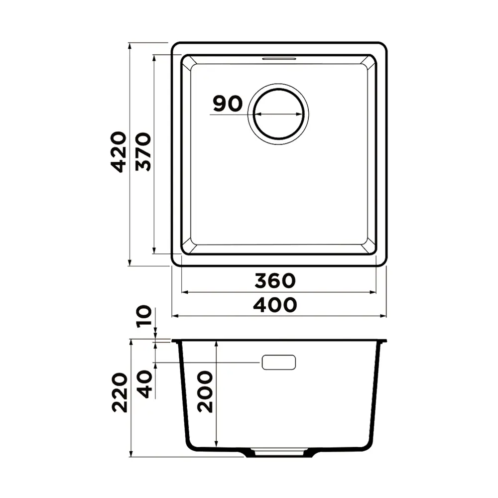 Фото 2 Кухонная мойка OMOIKIRI Kata 40-U-BL 40x42см искусственный гранит/черный Фото 2 Кухонная мойка OMOIKIRI Kata 40-U-BL 40x42см искусственный гранит/черный