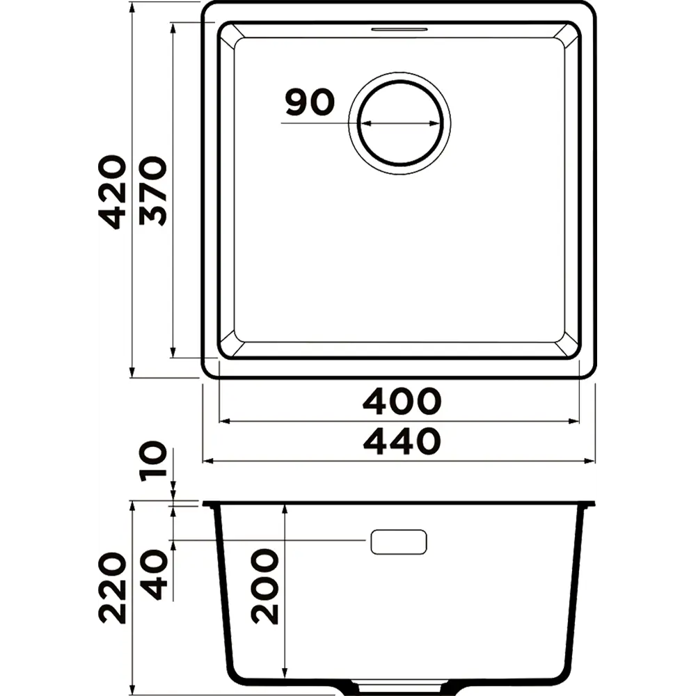 Фото 2 Кухонная мойка OMOIKIRI Kata 44-U-BL 44x42см искусственный гранит/черный Фото 2 Кухонная мойка OMOIKIRI Kata 44-U-BL 44x42см искусственный гранит/черный