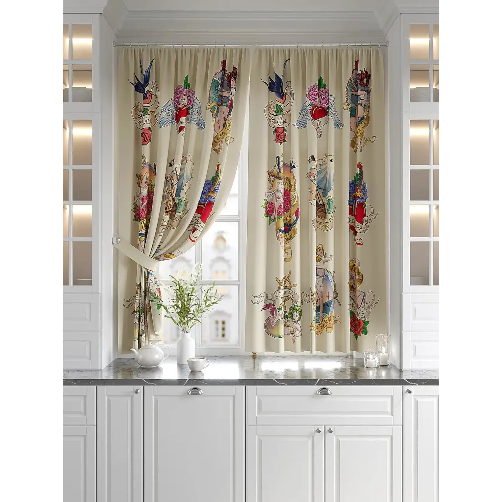 Фото Комплект штор At home Базовая коллекция AT920732 на шторной ленте 180x150 см цвет бежевый Фото Комплект штор At home Базовая коллекция AT920732 на шторной ленте 180x150 см цвет бежевый