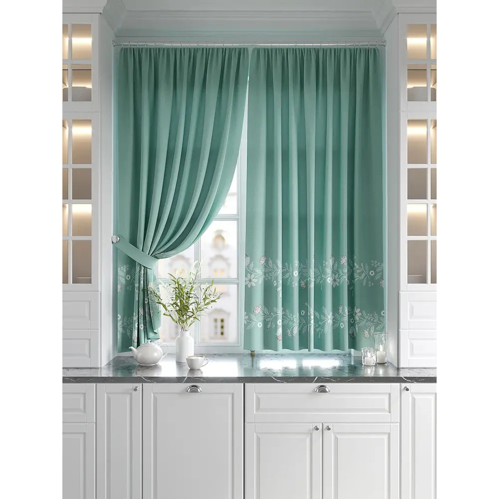 Фото 4 Комплект штор At home Базовая коллекция AT920716 на шторной ленте 180x150 см цвет синий Фото 4 Комплект штор At home Базовая коллекция AT920716 на шторной ленте 180x150 см цвет синий