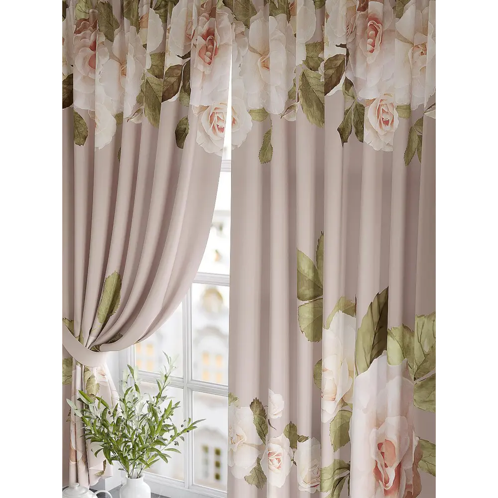 Фото 2 Комплект штор At home Базовая коллекция AT920689 на шторной ленте 180x150 см цвет бежевый Фото 2 Комплект штор At home Базовая коллекция AT920689 на шторной ленте 180x150 см цвет бежевый