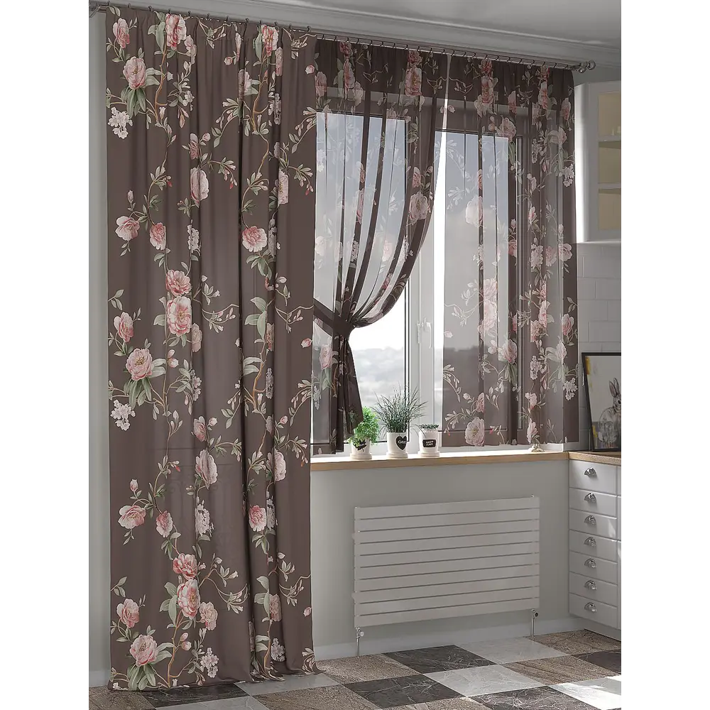 Фото 2 Комплект штор At home Базовая коллекция AT524205 на шторной ленте 260x150 см цвет коричневый Фото 2 Комплект штор At home Базовая коллекция AT524205 на шторной ленте 260x150 см цвет коричневый