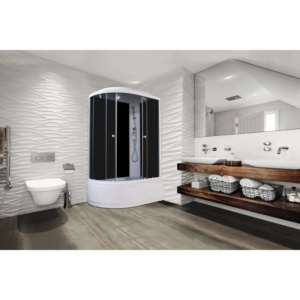 Фото Душевая кабина Parly EC1221R 120x80см высокий поддон профиль белый стекло тонированное Фото Душевая кабина Parly EC1221R 120x80см высокий поддон профиль белый стекло тонированное
