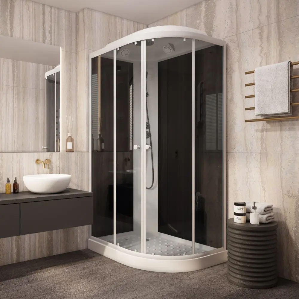 Фото 9 Душевая кабина Parly EC1231L 80x120см низкий поддон стекла тонированные профиль белый Фото 9 Душевая кабина Parly EC1231L 80x120см низкий поддон стекла тонированные профиль белый