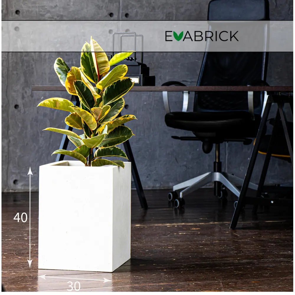 Фото Кашпо Cube hl40-30w Evabrick 30 см 40 см 29 л полимербетон белый Фото Кашпо Cube hl40-30w Evabrick 30 см 40 см 29 л полимербетон белый