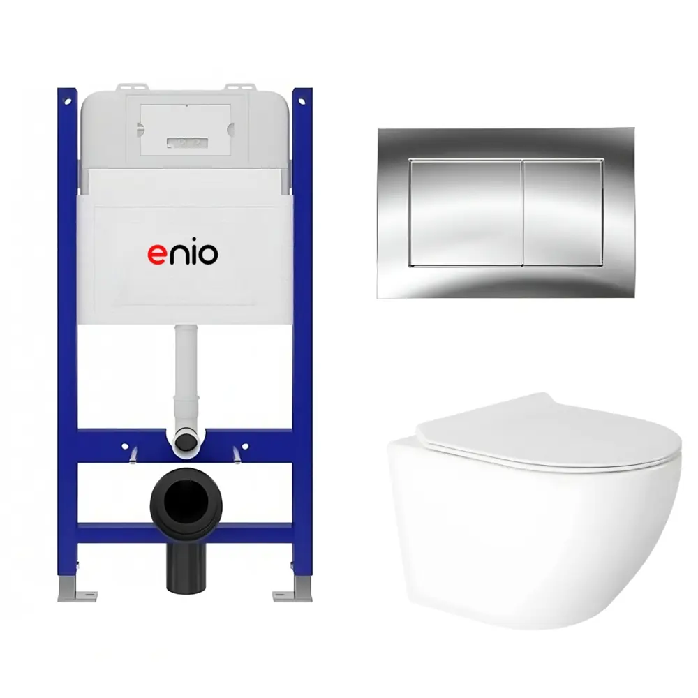 Фото Комплект 3 в 1 инсталляция Enio Tecnico 50 унитаз подвесной Enio Indigo EN2870533 с кнопкой хром Quadro Фото Комплект 3 в 1 инсталляция Enio Tecnico 50 унитаз подвесной Enio Indigo EN2870533 с кнопкой хром Quadro