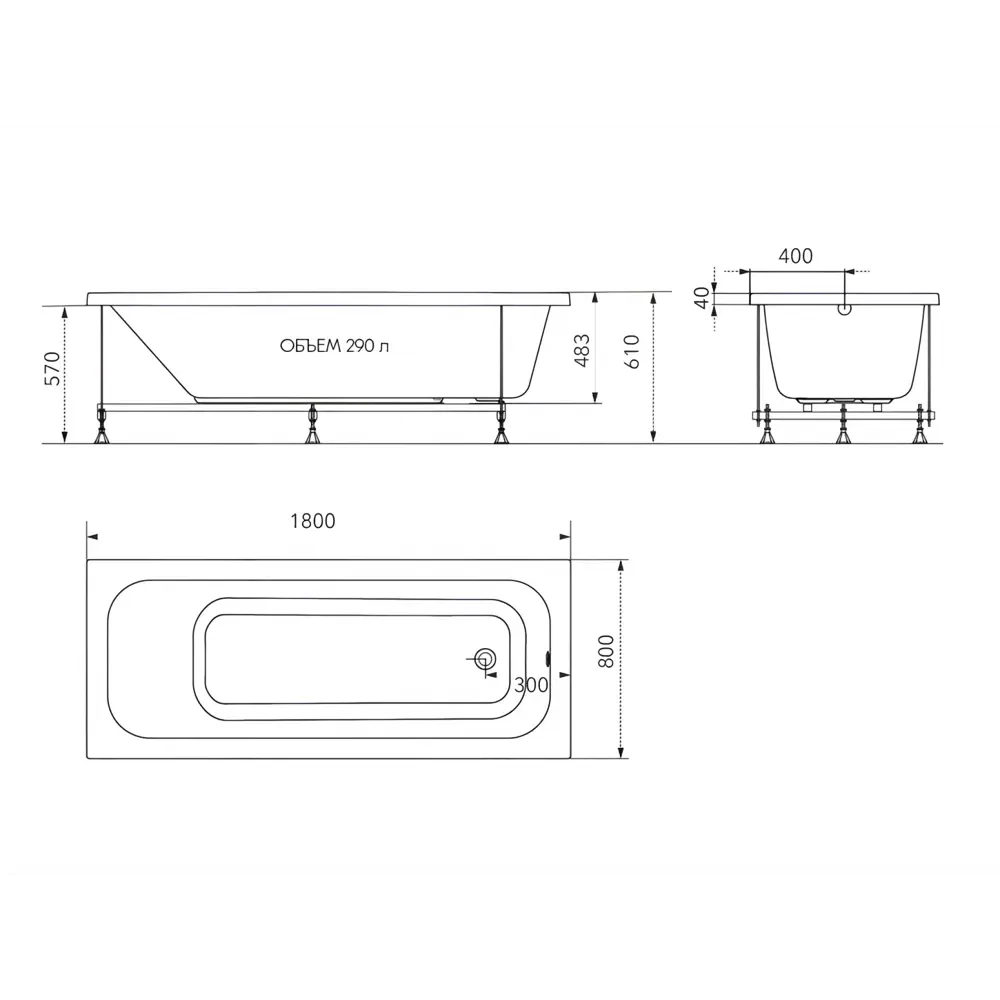 Фото 12 Ванна акриловая Enio Neo 180x80 с каркасом цвет белый Фото 12 Ванна акриловая Enio Neo 180x80 с каркасом цвет белый