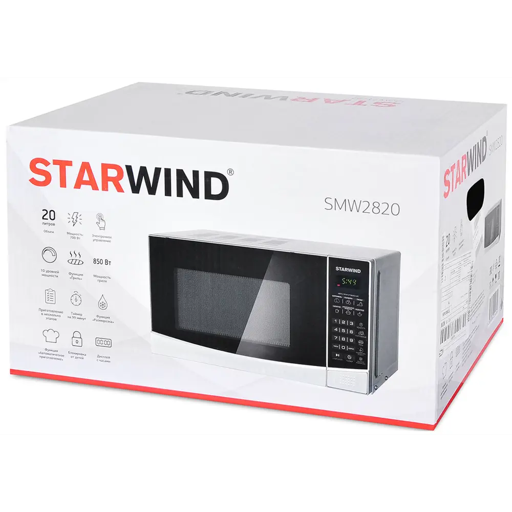 Фото 4 Отдельностоящая микроволновая печь Starwind SMW2820 20 л 45.2x26.2x37.2 см цвет серебристый, черный Фото 4 Отдельностоящая микроволновая печь Starwind SMW2820 20 л 45.2x26.2x37.2 см цвет серебристый, черный