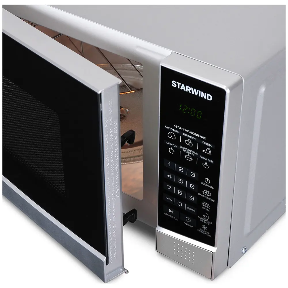 Фото 6 Отдельностоящая микроволновая печь Starwind SMW2820 20 л 45.2x26.2x37.2 см цвет серебристый, черный Фото 6 Отдельностоящая микроволновая печь Starwind SMW2820 20 л 45.2x26.2x37.2 см цвет серебристый, черный