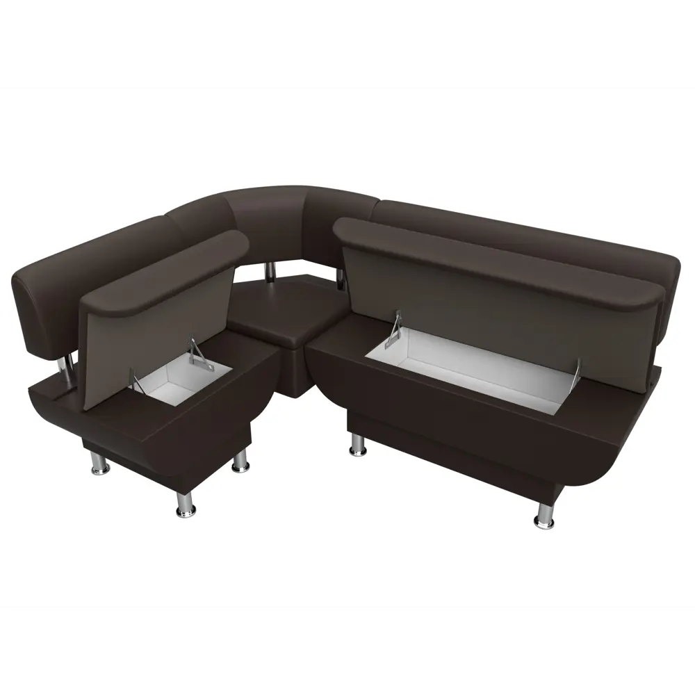 Фото 6 Диван кухонный угловой Альфа левый угол Лига диванов 116735L 156x77x125 см экокожа цвет коричневый