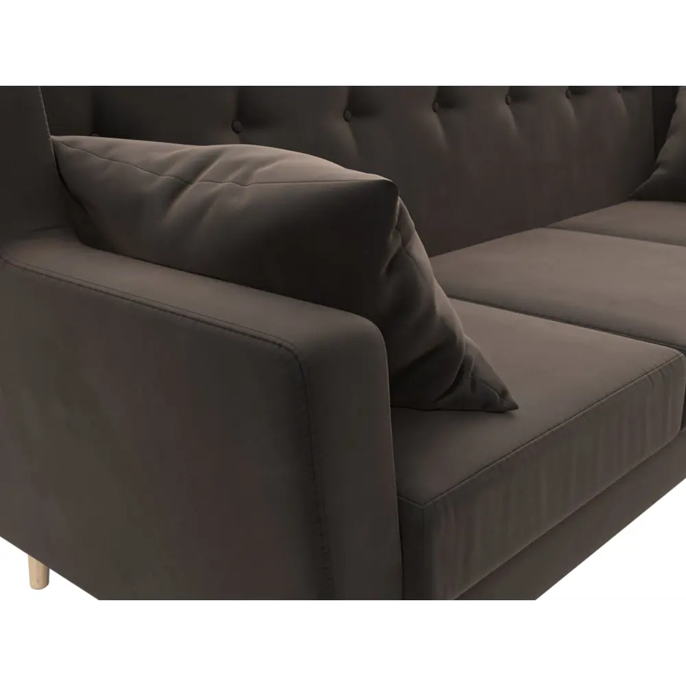 Фото 4 Диван кухонный прямой Брайтон 3 Лига диванов 109152 198x85x77 см велюр цвет коричневый