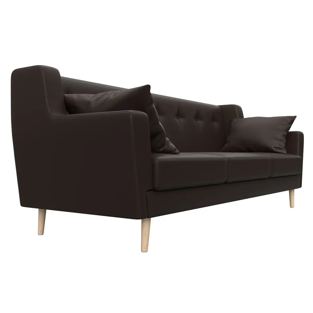 Фото 3 Диван кухонный прямой Брайтон 3 Лига диванов 109169 198x85x77 см экокожа цвет коричневый