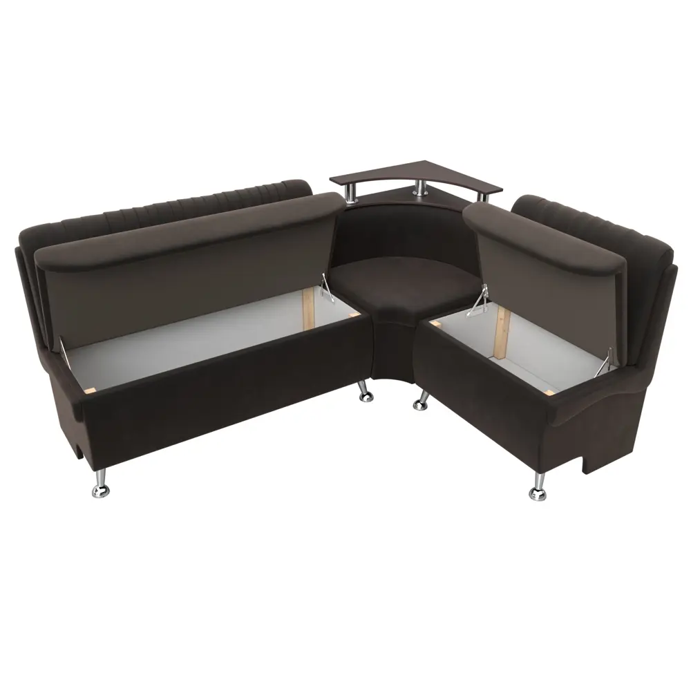 Фото 6 Диван кухонный угловой Сидней правый угол Лига диванов 126112 170x87x133 см велюр цвет коричневый