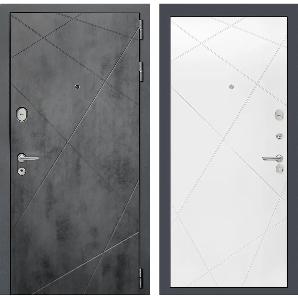 Фото Входная дверь Labirintdoors Лофт П-24 правый 205x96см белый софт/бетон темный Фото Входная дверь Labirintdoors Лофт П-24 правый 205x96см белый софт/бетон темный