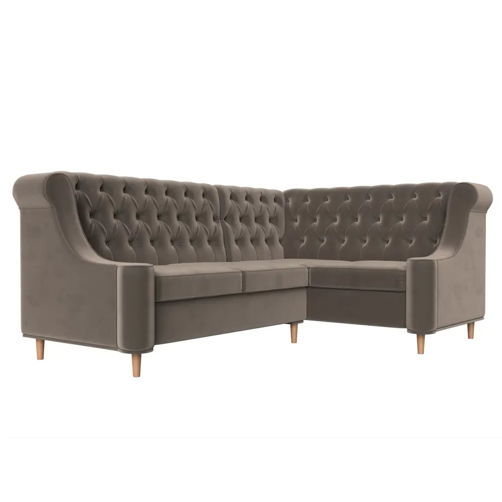 Фото 3 Диван кухонный угловой Бронкс правый угол Лига диванов 110365 217x95x156 см велюр цвет коричневый