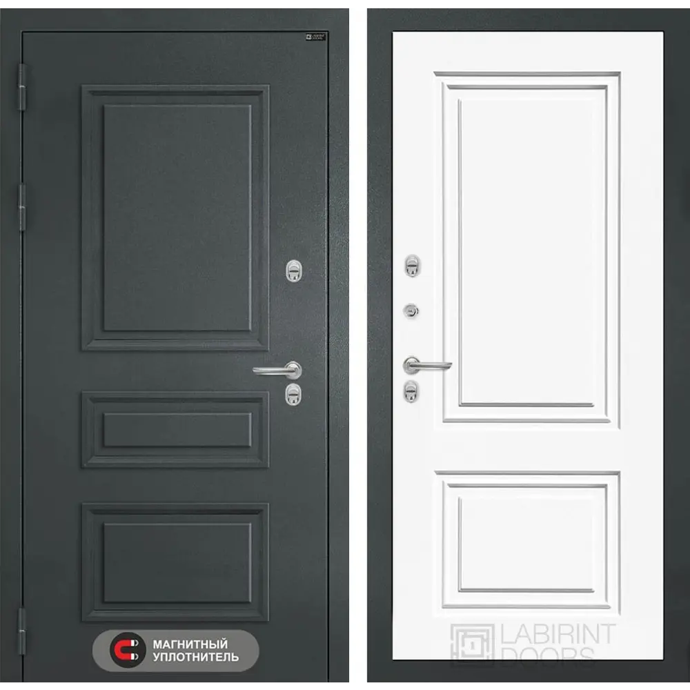Фото Входная дверь Labirintdoors Атлантик П-26 левый 205x88см сигнальный белый/шагрень