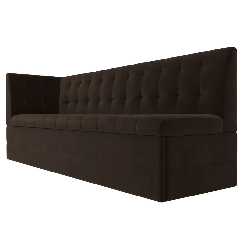 Фото 3 Диван кухонный прямой Бриз с углом слева Лига диванов 100380L 181x85x62 см микровельвет цвет коричневый