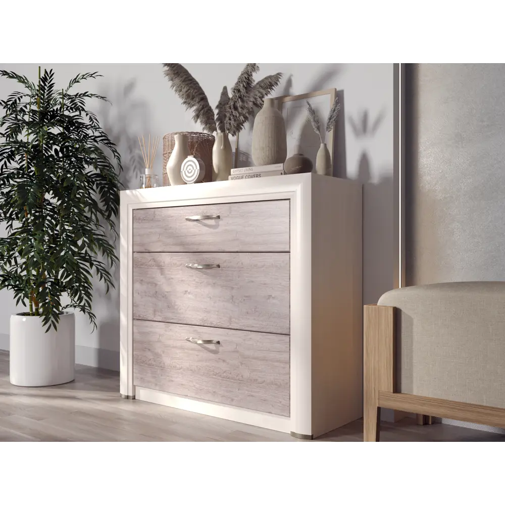 Фото 8 Комод Anrex 3S Olivia 3 ящика 95.90x36.30x87.30 ЛДСП цвет вудлайн крем/дуб анкона Фото 8 Комод Anrex 3S Olivia 3 ящика 95.90x36.30x87.30 ЛДСП цвет вудлайн крем/дуб анкона