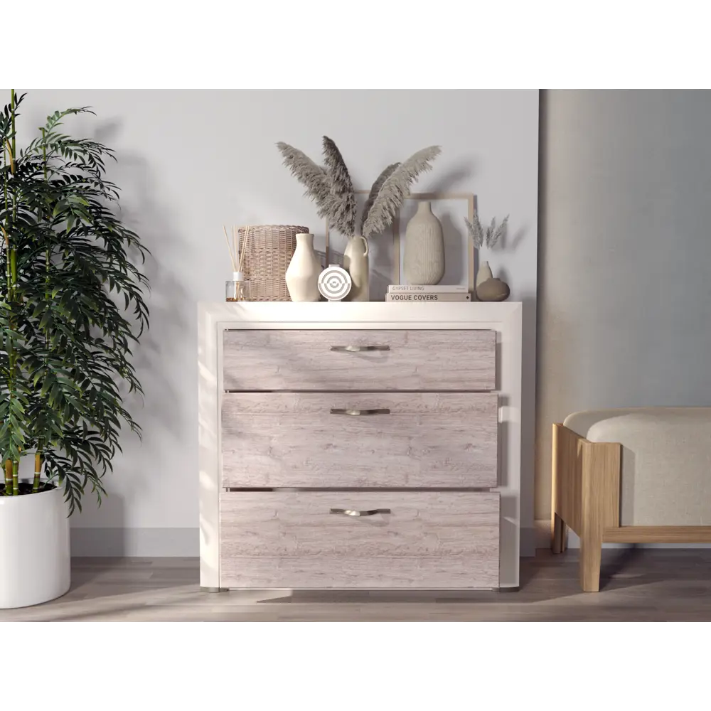 Фото 9 Комод Anrex 3S Olivia 3 ящика 95.90x36.30x87.30 ЛДСП цвет вудлайн крем/дуб анкона Фото 9 Комод Anrex 3S Olivia 3 ящика 95.90x36.30x87.30 ЛДСП цвет вудлайн крем/дуб анкона