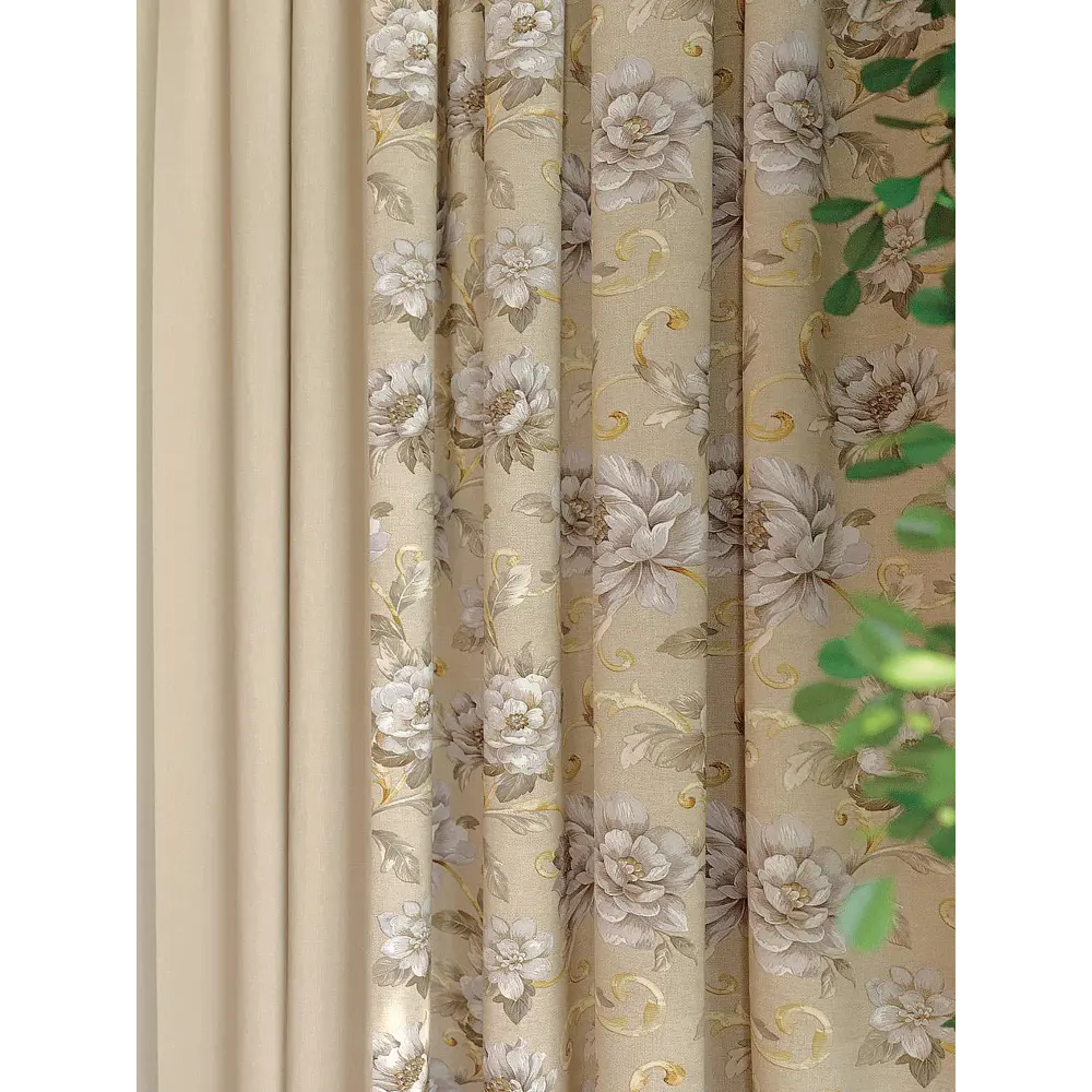 Фото 2 Комплект штор на шторной ленте AT Home Бетсия 220x280 см цвет бежевый Фото 2 Комплект штор на шторной ленте AT Home Бетсия 220x280 см цвет бежевый