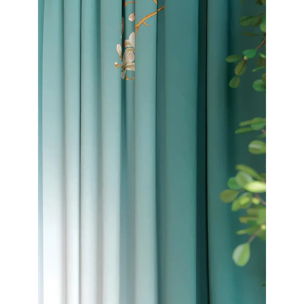 Фото 2 Комплект штор на шторной ленте AT Home Микиалис 220x280 см цвет бирюзовый Фото 2 Комплект штор на шторной ленте AT Home Микиалис 220x280 см цвет бирюзовый