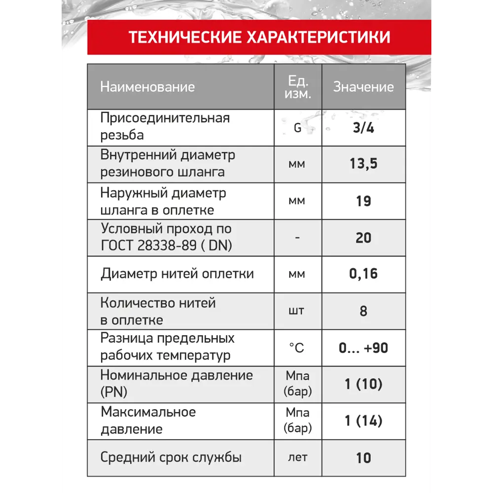 Фото 2 Гибкая подводка для воды Profline Гигант УТ-00044789 3/4" 75 см внутренняя-внутренняя резьба Фото 2 Гибкая подводка для воды Profline Гигант УТ-00044789 3/4" 75 см внутренняя-внутренняя резьба