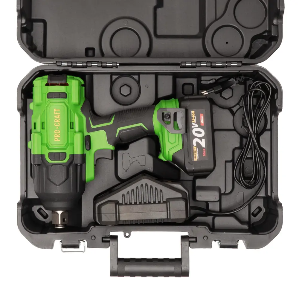 Фото 2 Гайковерт аккумуляторный бесщеточный Procraft PWA82, 20 В Li-Ion 1x4 Ач, 1600 Нм Фото 2 Гайковерт аккумуляторный бесщеточный Procraft PWA82, 20 В Li-Ion 1x4 Ач, 1600 Нм
