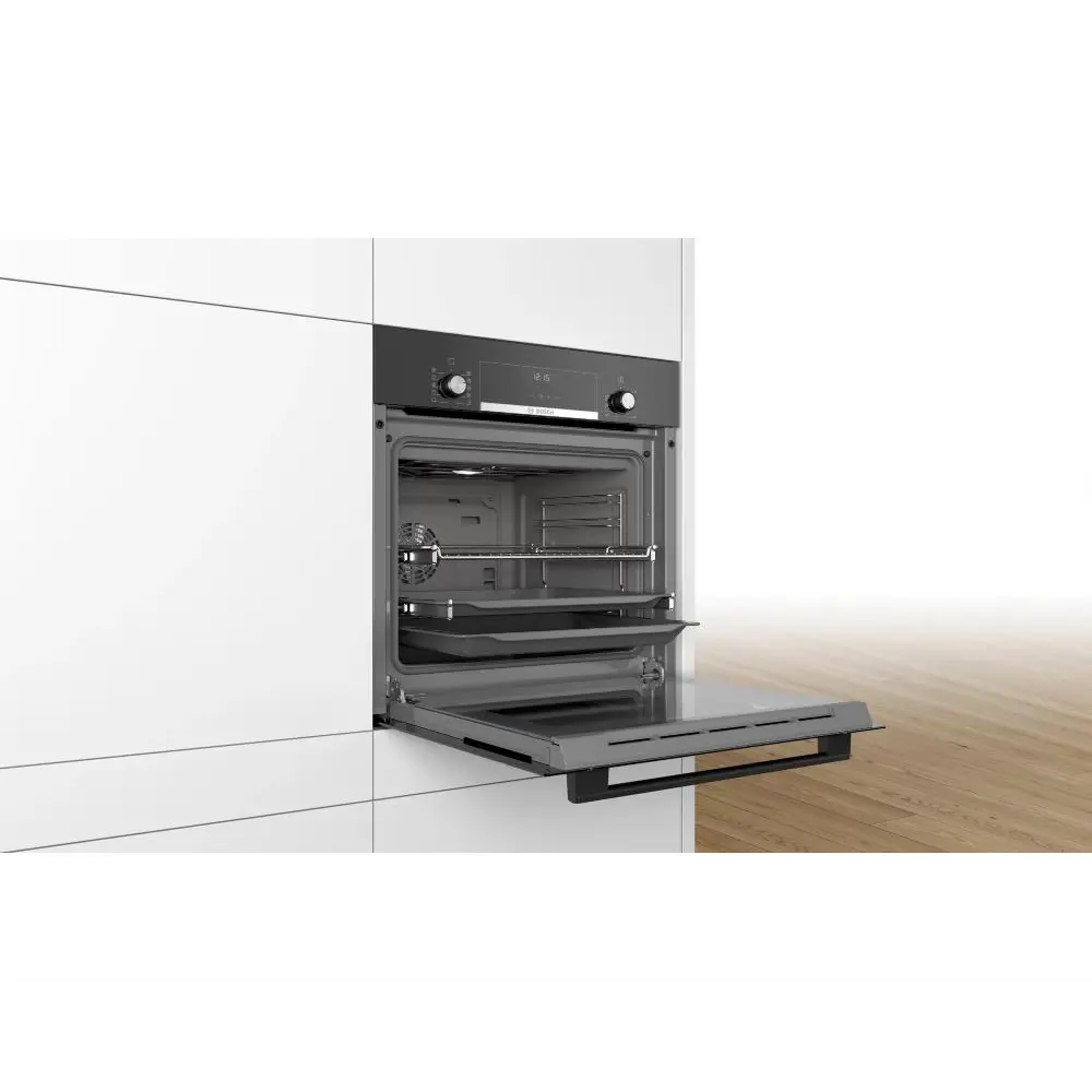 Фото 4 Электрический встраиваемый духовой шкаф Bosch HI3B30 59.4x59.5x56.7 см цвет черный Фото 4 Электрический встраиваемый духовой шкаф Bosch HI3B30 59.4x59.5x56.7 см цвет черный
