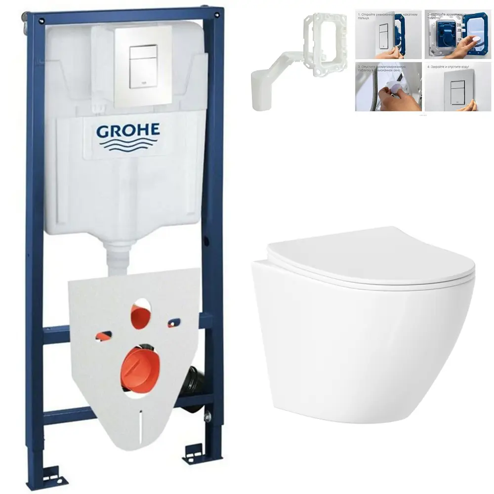 Фото Комплект инсталляция с унитазом Grohe R56261252D цвет белый Фото Комплект инсталляция с унитазом Grohe R56261252D цвет белый