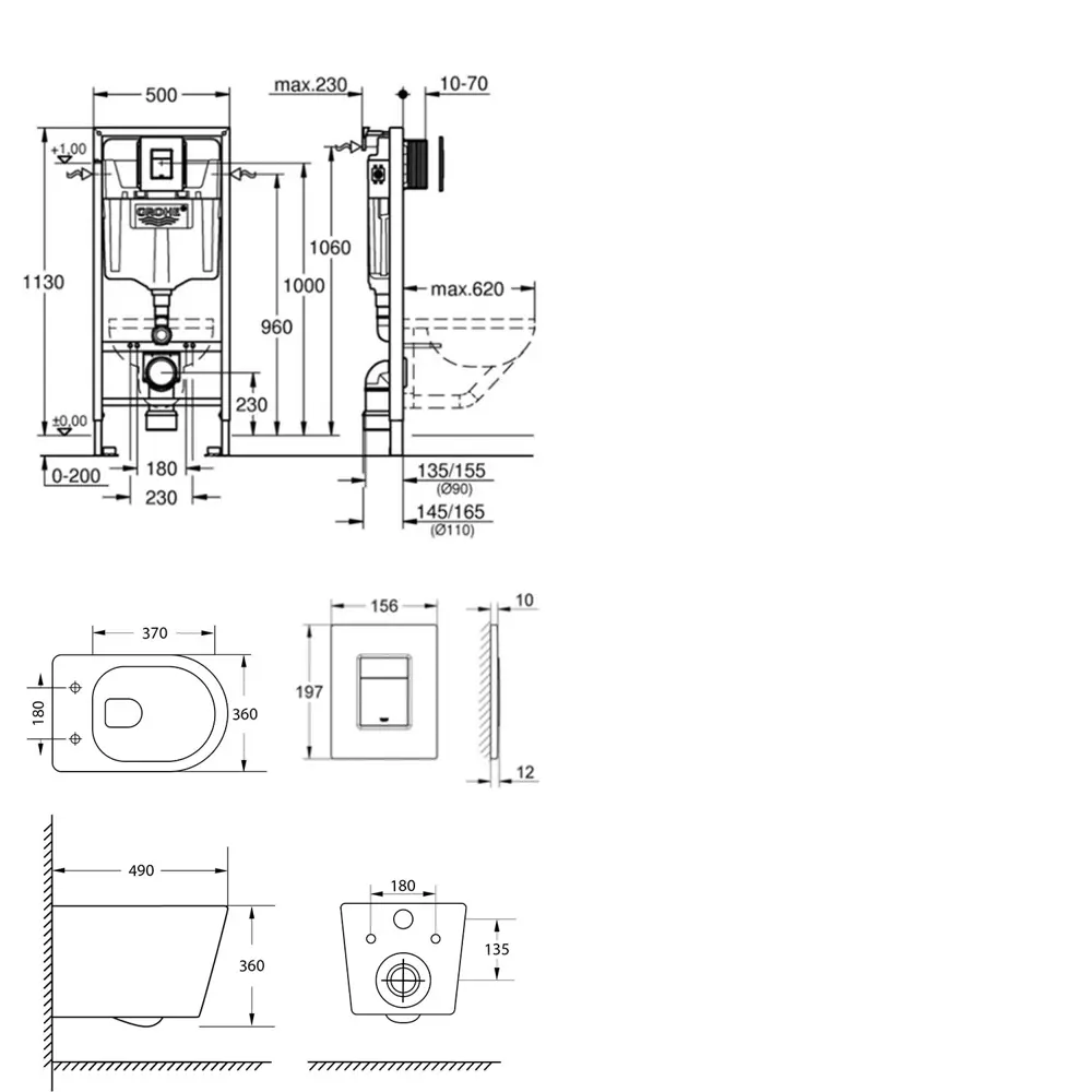 Фото 16 Комплект инсталляция с унитазом Grohe P5218241R0 цвет белый