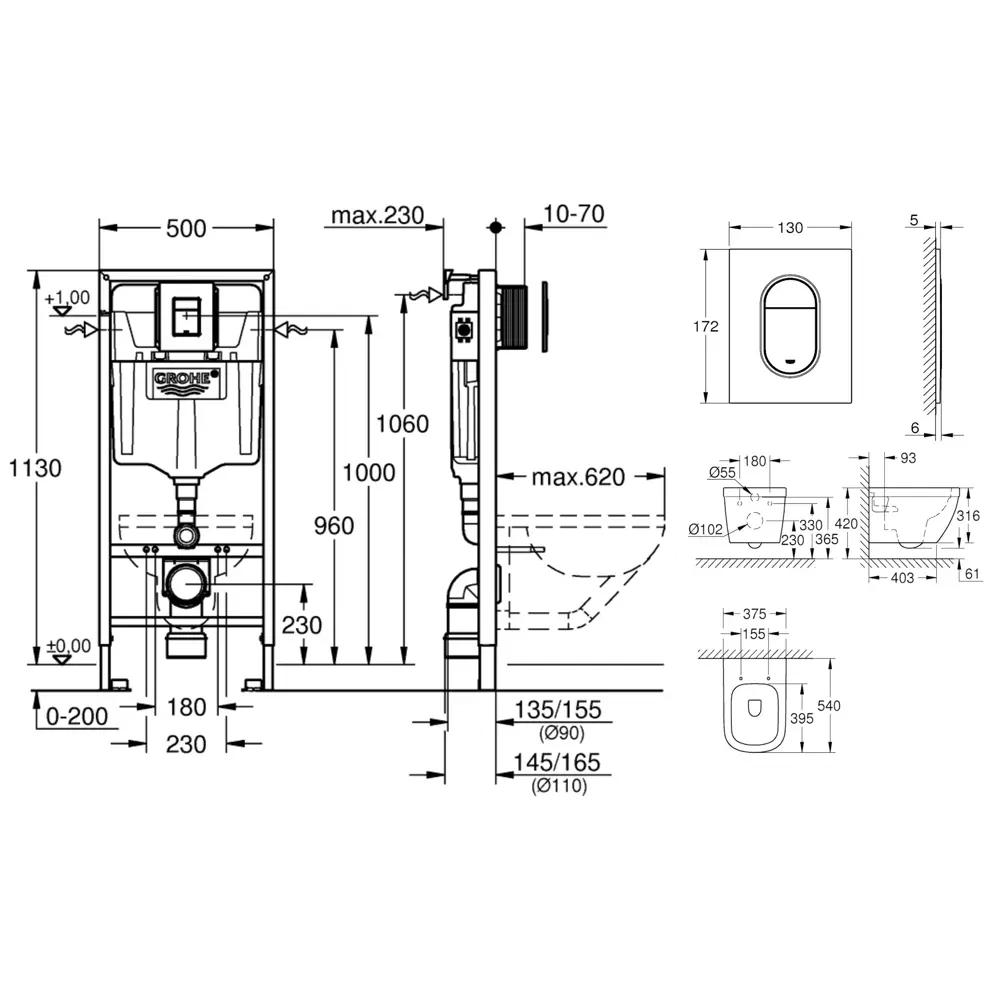 Фото 8 Комплект инсталляция с унитазом Grohe 39703020 цвет белый Фото 8 Комплект инсталляция с унитазом Grohe 39703020 цвет белый
