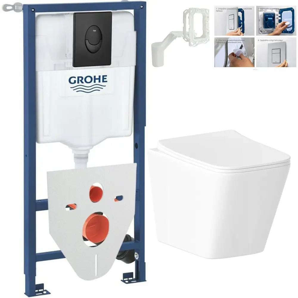 Фото Комплект инсталляция с унитазом Grohe 1Y42450X26 цвет белый Фото Комплект инсталляция с унитазом Grohe 1Y42450X26 цвет белый