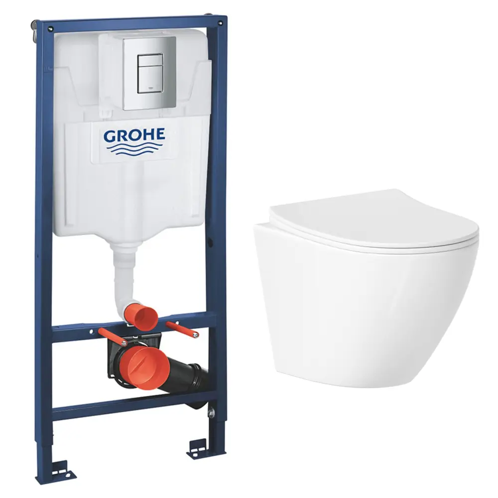 Фото Комплект инсталляция с унитазом Grohe 059629M8V1 цвет белый Фото Комплект инсталляция с унитазом Grohe 059629M8V1 цвет белый
