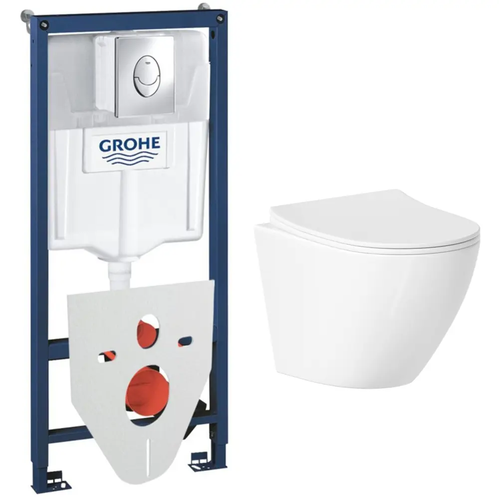 Фото Комплект инсталляция с унитазом Grohe 5Y720799K5 цвет белый Фото Комплект инсталляция с унитазом Grohe 5Y720799K5 цвет белый