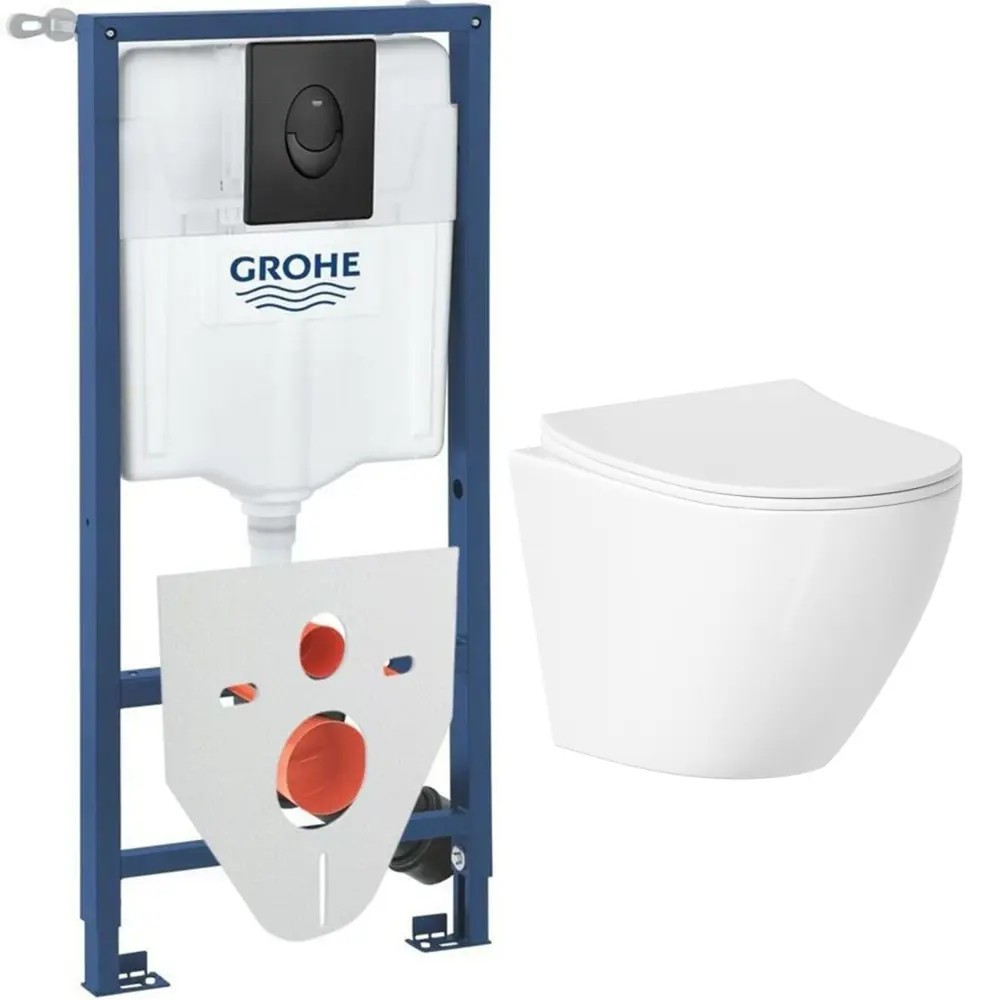 Фото Комплект инсталляция с унитазом Grohe 6G9319608E цвет белый Фото Комплект инсталляция с унитазом Grohe 6G9319608E цвет белый