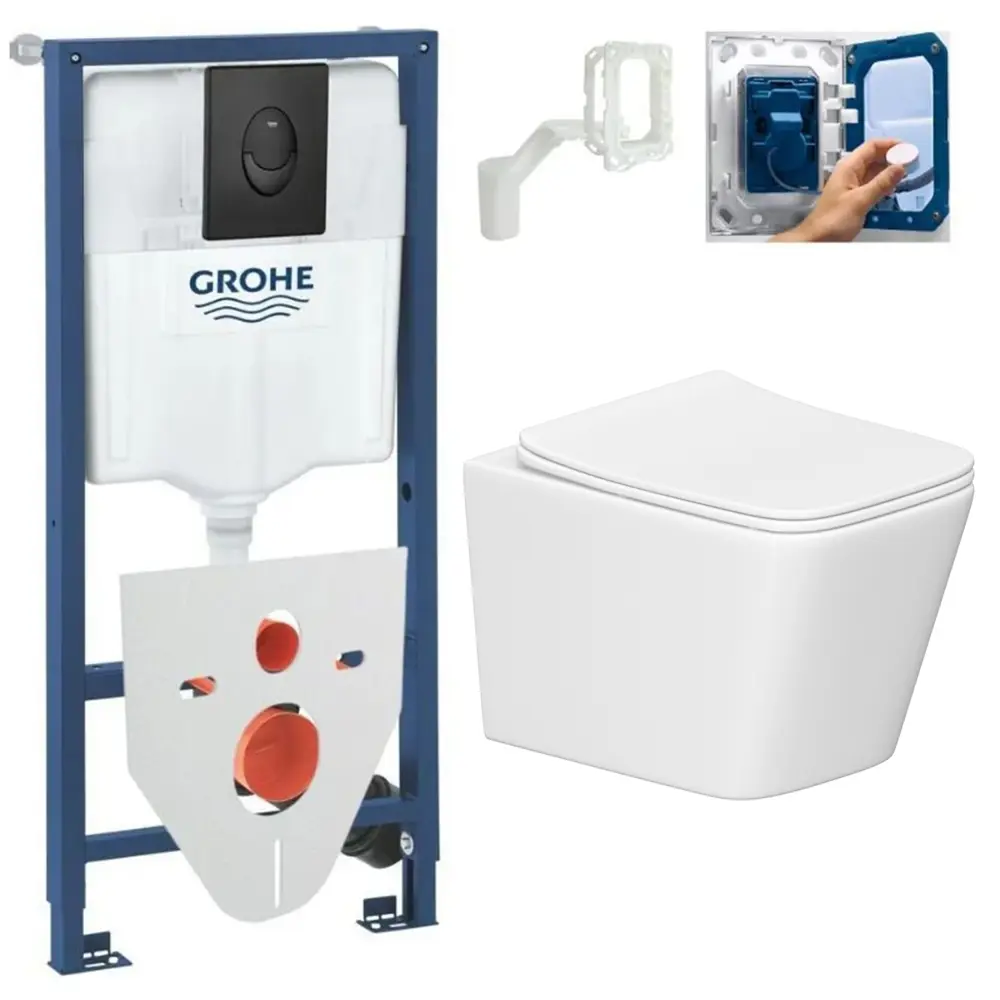 Фото Комплект инсталляция с унитазом Grohe N7591548R2 цвет белый Фото Комплект инсталляция с унитазом Grohe N7591548R2 цвет белый