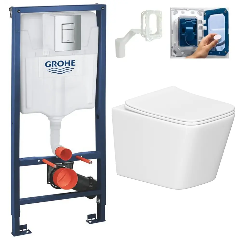 Фото Комплект инсталляция с унитазом Grohe 771N10819P цвет белый Фото Комплект инсталляция с унитазом Grohe 771N10819P цвет белый
