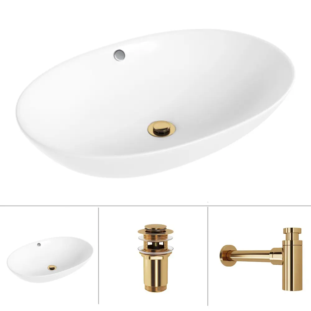 Фото Раковина Helmken 064e38227r Helmken70962000_01 62см цвет белый, золотой