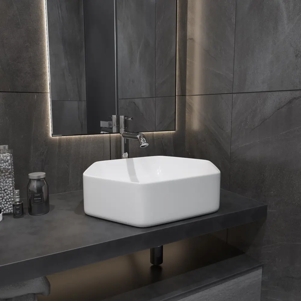 Фото 7 Раковина Helmken 2950t57v12 Helmken36653000_01 53.5см цвет белый, черный матовый